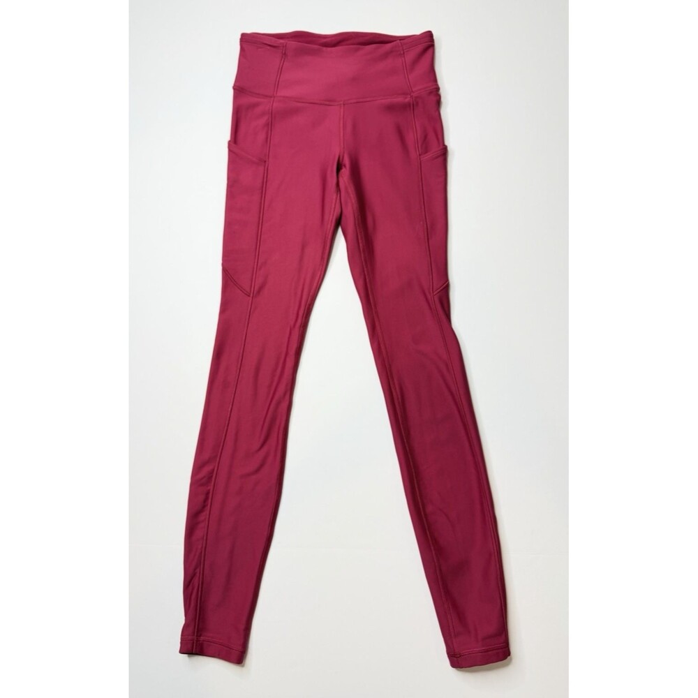 Lululemon Fast & Free Fleece Lined Leggings Womens 4 Pink Running Yoga Pants Poc